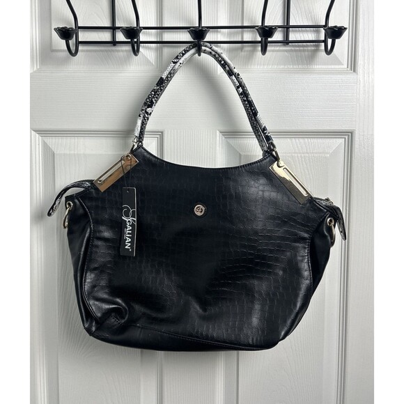 New with Tags Galian New York Large Shoulder Zip Purse Style ECS01K -Black - Picture 1 of 11